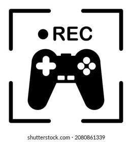 Game playing record icon in modern silhouette style design. Vector illustration isolated on a white background.