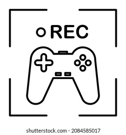 Game playing record icon in modern outline style design. Vector illustration isolated on white background.