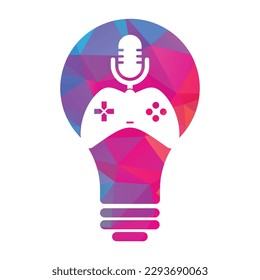 Game podcast and bulb shape concept logo design.
