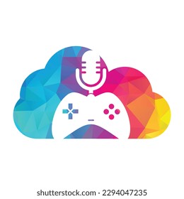 Game podcast and cloud shape concept logo design.