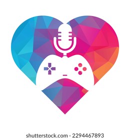 Game podcast and heart shape concept logo design.