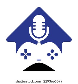 Diseño del logo del concepto de podcast y forma del hogar.