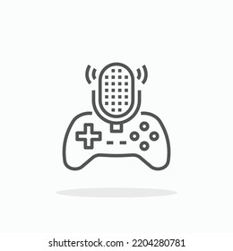 Game Podcast Linie Symbol. Bearbeitbarer Strich und Pixel perfekt. Kann für digitale Produkte, Präsentationen, Print-Design und mehr verwendet werden.