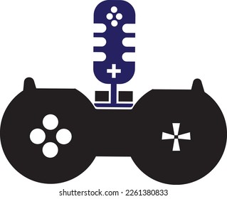 Game podcast logo design vector template 