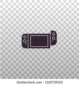 Game portable handheld console - black silhouette icon on isolated transparent background. Gaming system vector sign or symbol in outline design.