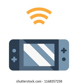 Game portable with signal icon vector illustration in flat color design