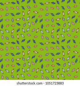 For game, postcard, invitation and web design. Flat style Vector illustration. Seamless candies. Of sweets on green, black and beige background.