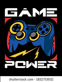 Game power design vector with joystick illustration.