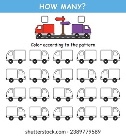 Game for preschool children. Orientation in space. Left and right. Transport. Truck