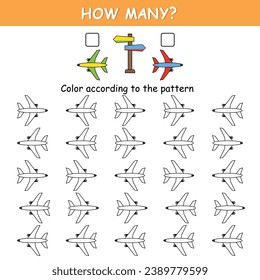 Game for preschool children. Orientation in space. Left and right. Transport. Airplane