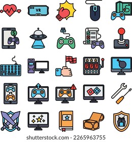 Game Production icons, Production icons collection, Game Production vector set, Game Productionpack, Game icons set, icons pack,set of Production flat icon set