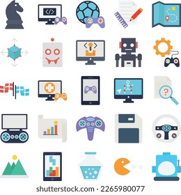Game Production icons, Production icons collection, Game Production vector set, Game Productionpack, Game icons set, icons pack,set of Production flat icon set