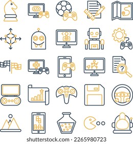 Game Production icons, Production icons collection, Game Production vector set, Game Productionpack, Game icons set, icons pack,set of Production flat icon set