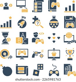 Game Production icons, Production icons collection, Game Production vector set, Game Productionpack, Game icons set, icons pack,set of Production flat icon set