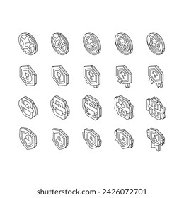 Game Progress Award And Medal isometric icons set. Game Progress Reward In Star Shape And Decorated Cup, Golden And Silver Medallion And Card. Level Success Achievement Color