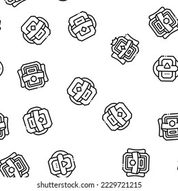 Game Progress Award And Medal Vector Seamless Pattern Thin Line Illustration