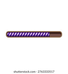 Game progress bar icon displaying a purple striped loading status within a brown rectangular frame, indicating advancement in digital applications or video games