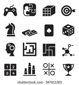 Game , puzzle, Dice, Maze, Jigsaw, joypad icons set Vector illustration