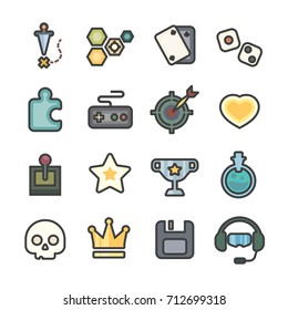 game puzzle line icon vector set