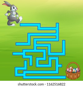 Game rabbit maze find way to the egg