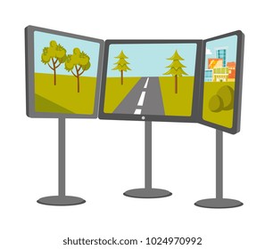 Game racing simulator vector cartoon illustration isolated on white background.