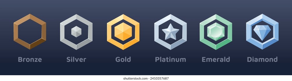 Game rank icon. Rank evolution design