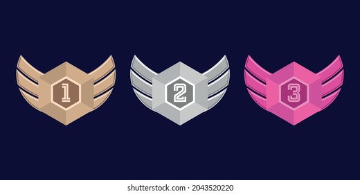 Game Rank icons 1st, 2nd,3rd for game levels in 3D design And bright colors that you can use in gaming applications and other purposes