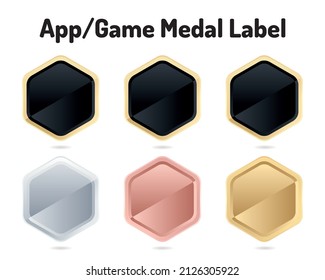 Game rating icons with medals. Level results vector icon design for the game, UI, banner, design for app, interface, game development, playing cards, slots and roulette, Game medal design. medal set