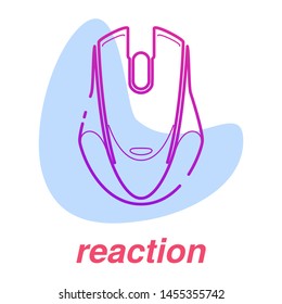 game reaction icon, esports skills, vector line concept with pc mouse on isolated background
