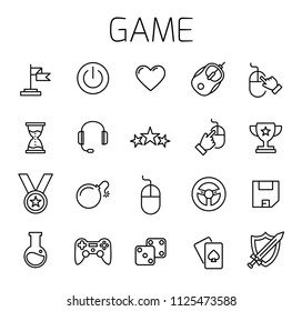 Game related vector icon set. Well-crafted sign in thin line style with editable stroke. Vector symbols isolated on a white background. Simple pictograms.