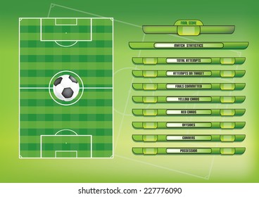 Game report info graphics for football soccer game vector illustration