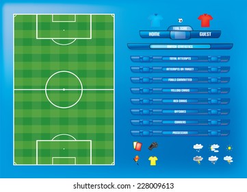 Game report info graphics for football soccer vector illustration