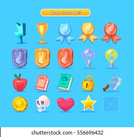 game resources icons Illustration and elements. Set 4 of elements for computer or mobile games and web design.