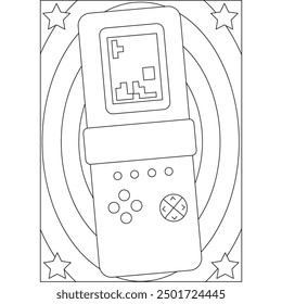 Juego de tecnología retro para colorear página de libro para niños y adultos colorear creativo mindful relajación actividad