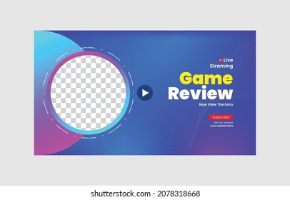 Game review Youtube thumbnail design, virtual world web banner design.