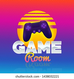 Game Room Logo. Retro Game Sign. Poster In Style 80s.