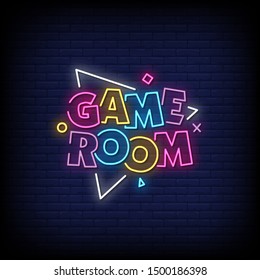 Game room neon signs style text vector