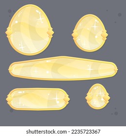 Game RPG UI Set Of Different  Buttons  Bars And Popup Windows In Yellow Golden Egg Golden Vintage Border  Fairy Abstract  Color Juicy Colorful Vector Design