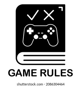 Game rules icon in trendy silhouette style design. Vector illustration isolated on white background.