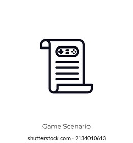 Game Scenario icon. Outline style icon design isolated on white background