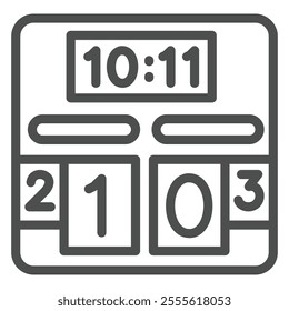 Game score board line icon, sport and competition concept. Vector graphics. Big digital led frame board sign on white background, outline style icon for mobile or web design
