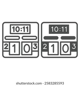 Game score board line and solid icon, sport and competition concept. Vector graphics. Big digital led frame board sign on white background, outline style icon for mobile or web design