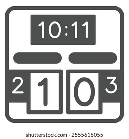 Game score board solid icon, sport and competition concept. Vector graphics. Big digital led frame board sign on white background, glyph style icon for mobile or web design