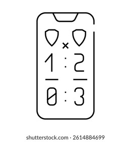 game score phone screen line icon vector. game score phone screen sign. isolated contour symbol black illustration