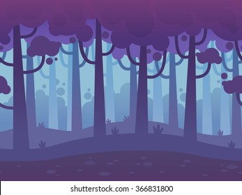 Game Seamless Horizontal Forest Background for side scrolling 2D games, action, adventure, hack and slash for PC computers, mobile apps and browsers