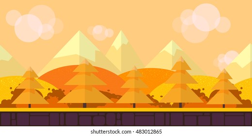 Game Seamless Horizontal Forest Background for side scrolling 2D games, action, adventure, hack and slash for PC computers, mobile apps and browsers