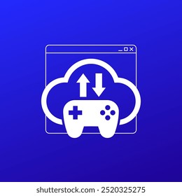 Icono de servidor de juegos, gamepad y Vector en la nube