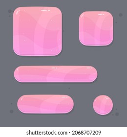 Game Set Of Different  Buttons  Bars And Popup Windows In Pink Color Juicy Colorful Vector Design