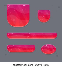 Game Set Of Different  Buttons  Bars And Popup Windows In Red Fire Fairy Abstract  Color Juicy Colorful Vector Design