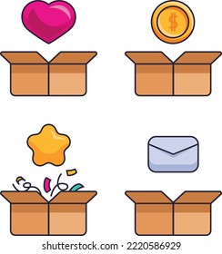Game set of flat icons